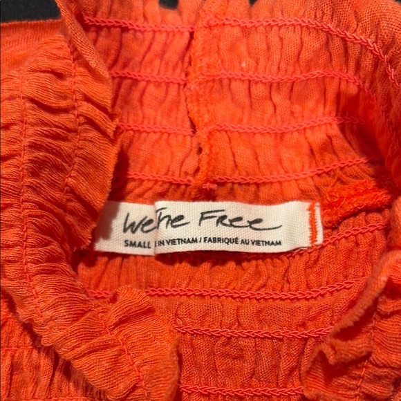 Free People Women's Orange Smocked Top - Picture 7 of 7
